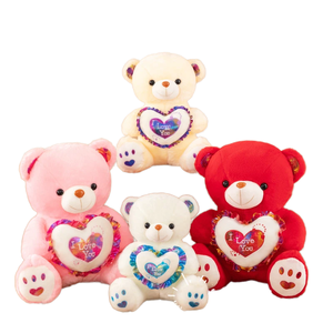 Grensoverschrijdende Populaire Schattige Gloeiende Hartvormige Beer Pluche Speelgoed Pp Katoen Mesh Stress Verlichting Buitenlandse Handel Groothandel Geschenk - Product Image 1