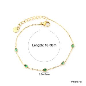 Bracelet en acier inoxydable personnalisé, non ternissant, avec breloque en zircon, bijoux pour femmes, plaqué or 18 carats, idéal pour un cadeau - Product Image 6