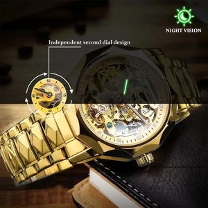 Forsaring นาฬิกาข้อมือ<span class=keywords><strong>2023</strong></span> tourbillion ระบบกลไกอัตโนมัติสีทองหรูหราสำหรับนักธุรกิจ - Product Image 4
