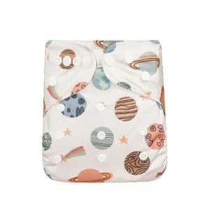해피 플루트 도매 재사용 가능한 빨 스웨이드 천 기저귀 아기 방수 원피스 기저귀 소프트