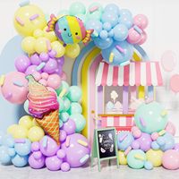 Kit d'arche de ballons arc-en-ciel pastel personnalisé avec des ballons en feuille de cireux en forme de bonbons et de glaces pour les décorations de fête d'anniversaire ou de baby shower