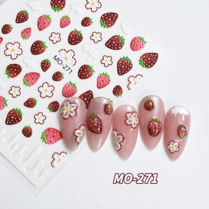 Autocollants pour ongles ZHI JIA luxueux et mignons, motifs 3D citron, fraise, cerise, style français, pour pose rapide, pour un nail art et une beauté des ongles adorables - Product Image 4