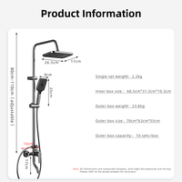 Ensemble de douche chaud et froid gris anthracite avec pommeau pluie, douchette à main et bec de baignoire, trois fonctions, barre coulissante, vente directe usine, OEM ODM