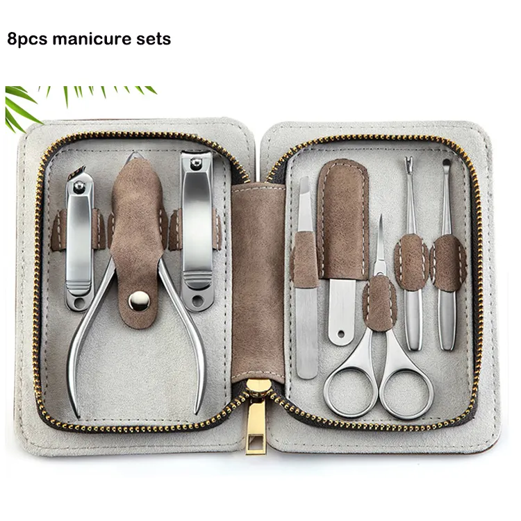 Pochette PU de haute qualité Ensemble de manucure de luxe Ensembles de pédicure avec outils en acier inoxydable