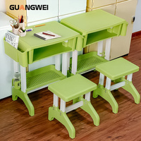 Meubles de classe pour école primaire de conception moderne GUANGWEI, bureau et chaise pour enfants en plastique à hauteur réglable