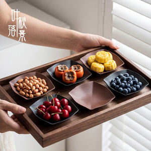 Assiette à collation en céramique rétro chinoise, forme irrégulière, couleur unie, plat à fruits en poterie, plat de service pour dessert de mariage - Product Image 1