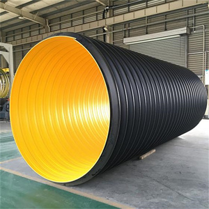 Tubería de Drenaje Corrugada en Espiral Reforzada de HDPE de 700 <span class=keywords><strong>mm</strong></span>, Pared Interior Amarilla/Naranja con Cinturón de Acero, Tubos de Plástico - Product Image 5