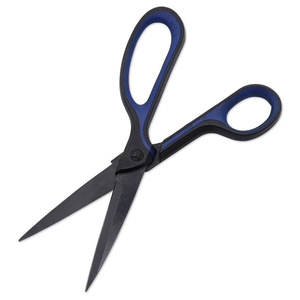 Stainless Steel Scissors Straight Tip Black And Blue Handles For Office Home Use Paper Cutting - Product Image 2