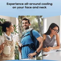 Petit ventilateur de cou portable sans lame, rechargeable par USB, refroidissement rapide, affichage numérique, pour la maison, la voiture, l'extérieur