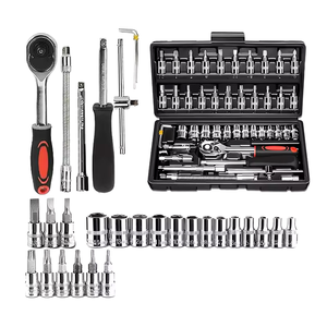 46 조각 자동차 수리 수공구 세트 차고 작업장 1/4 인치 미터법 SAE 토크 스패너 키트 크롬 마감 OEM 사용자 정의 가능 - Product Image 1