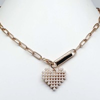 Pendentif d'amour de luxe plaqué or ; Collier en acier inoxydable pour femme ; Collier romantique pour couple ; Bijoux.