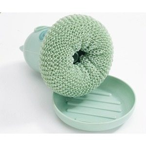 Sponge Brush with <b>Soap</b> Dispenser <b>Refillable</b> Pot Brush Efficient Cleaning Tool for Home Kitchen - Product Image 6