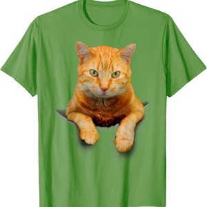 Cat <b>Animals</b> Sublimation Blanks Creative Cat Motif Bag Cat T-Shirt Heavyweight Cotton Short Sleeve Crew Neck T-Shirt - Product Image 5