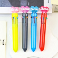 Stylo bille multifonction 10 couleurs style dessin animé pour étudiant, stylo coloré pour carnet, stylo à pression multifonction de haute qualité, modèle D-0008