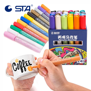 STA-rotuladores acrílicos permanentes para pintura de niños, rotuladores acrílicos de alta calidad, venta al por mayor, 12/24 colores - Product Image 1