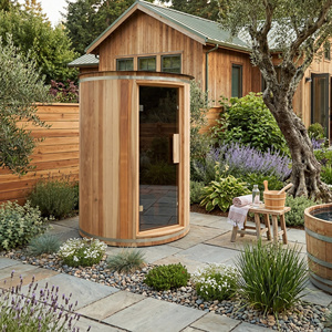 Premium Home Spa Outdoor Wooden Sauna Room 4 Person Capacity Harvia Heater Acrylic Roof 7-Color <b>Light</b> Traditional Sauna - Product Image 1