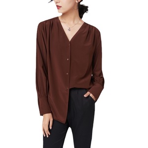 Weiches Elegantes Seiden-Crêpe-de-Chine-Hemd Mattes Seidenhemd für Damen - Product Image 6
