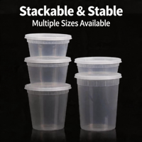 Bols ronds jetables transparents en PP de qualité alimentaire avec couvercles, étanches, compatibles micro-ondes et sans BPA, pour soupes, salades et desserts