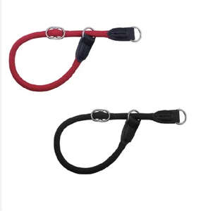 Collier de chien en nylon réglable classique en gros corde ronde unie de couleur unique avec motif solide en cuir PU - Product Image 3