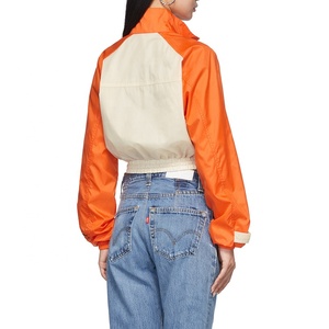 Dernière conception de la mode de haute qualité personnalisé Beige et <span class=keywords><strong>Orange</strong></span> coupe-vent veste courte pour femmes - Product Image 3