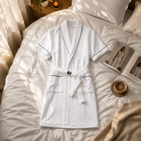 Peignoir de couple d'été fin en tissu gaufré, style hôtel, mi-long, absorbant, à manches longues, grande taille, pour homme