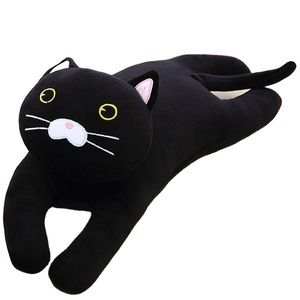 Super morbido peluche cartone animato animale accovacciato postura nera gatto bambola ragazza cuscino per dormire studente personalizzato cuscino per il pisolino - Product Image 1