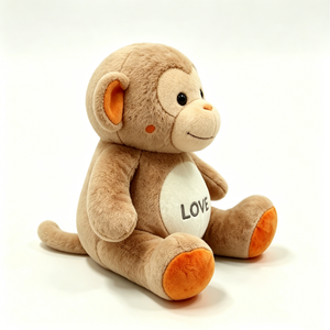 Customized Tan <b>monkey</b> plush, love stuffed <b>monkey</b>, neutral nursery <b>toy</b>, valentine <b>monkey</b> doll, earth tone plush - Product Image 1