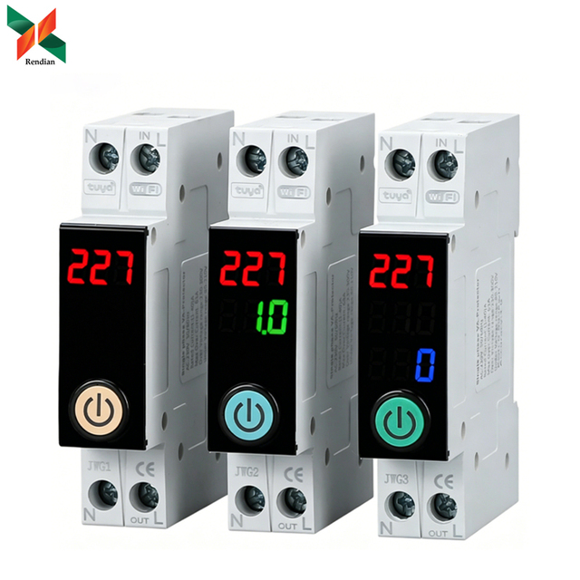 Tuya 1P 63A WiFi Smart Switch Miniature Circuit Breaker DIN Rail Mount Overload Short Circuit Protection Voice Control