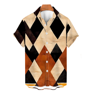 Camicia da <span class=keywords><strong>uomo</strong></span> personalizzata Plaid geometrica 3D con stampa grafica da <span class=keywords><strong>uomo</strong></span> camicia estiva con risvolto corto <span class=keywords><strong>Casual</strong></span> stile Street produttore di <span class=keywords><strong>abbigliamento</strong></span> alla moda - Product Image 1