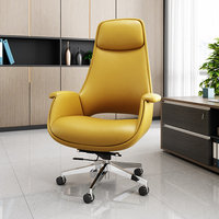 Fauteuil de Direction de Bureau à Domicile Luxueux et Simple en Cuir Véritable, Inclinable, avec Protection Lombaire, Réglable pour une Confortable Utilisation Prolongée