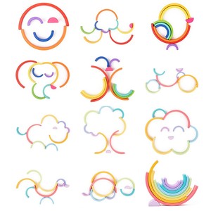 Lots <span class=keywords><strong>de</strong></span> blocs d'empilage en bois arc-en-ciel en gros, 9 ou 12 pièces, <span class=keywords><strong>jeu</strong></span> d'empilage d'arches gigognes, jouets éducatifs <span class=keywords><strong>de</strong></span> tri <span class=keywords><strong>de</strong></span> couleurs pour enfants - Product Image 3
