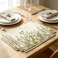 Sets de table en lin à motifs floraux personnalisés pour la table à manger à la maison au printemps et en été, résistants à la chaleur, décoratifs