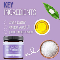Beurre Corporel Hydratant au Magnésium Pur à 100% (Huile de Magnésium) 4oz Lavande pour Améliorer le Sommeil et Hydrater la Peau, à l'Huile Essentielle pour la Nuit