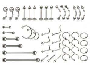 Anillos de barra para lengua y labio estilo hip-hop punk al por mayor, de acero inoxidable, joyería para <span class=keywords><strong>piercing</strong></span> corporal, hipoalergénicos para mujeres y hombres - Product Image 1