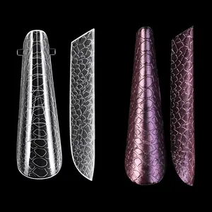 Gelsky Coffin Nail Extension Dual Form Extreme Extra Long Acrylic Gel Quick Building Nail Mold 3D Snake Effect Dual Form