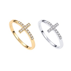 Elegante <span class=keywords><strong>Anello</strong></span> a Croce in <span class=keywords><strong>Argento</strong></span> S925 Placcato Oro 18K con Zirconi, <span class=keywords><strong>Anello</strong></span> Impilabile in <span class=keywords><strong>Argento</strong></span> Sterling 925 - Product Image 6