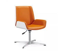 Chaise de conférence pivotante à hauteur réglable en cuir synthétique à base fixe moderne pour la maison, le bureau, le bureau d'étude, la salle de réunion