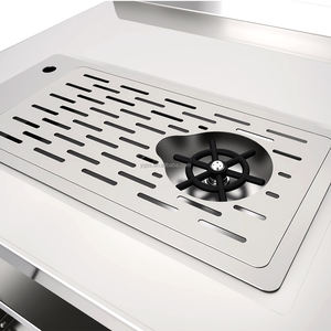 معدات مطبخ الفنادق، طاولة عمل من الفولاذ المقاوم للصدأ 304 بأربعة مستويات مع حوض لغسل الأكواب - Product Image 3