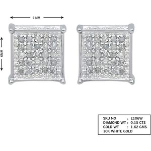 Ornaatis Diamond <b>Stud</b> Earrings 0.15 Cttw Round Brilliant Cut 6 Mm Square White Gold Screw Back Women's Everyday Wear - Product Image 3
