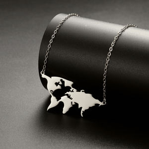Collar con Mapa del Mundo Personalizado al por Mayor, Collar con Mapa de África de Acero Inoxidable, Collar con Mapa Personalizado Chapado en Oro, Joyería - Product Image 3