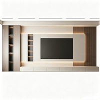 Console TV sur mesure haut de gamme, meuble TV mural avec panneau en pierre, mobilier de luxe pour salon de villa