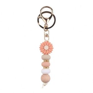 Petit porte-clés écologique DIY en forme de marguerite avec perles en silicone, bracelet de sac et porte-clés - Product Image 5