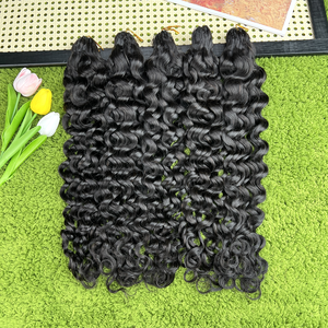 Estensioni di Capelli Umani con Onde Naturali di Grado 12A, Nere, Realizzate a Macchina, con Tecnologia Feather Crochet - Product Image 3
