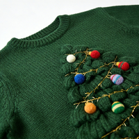 Pull de Noël tricoté 3D unique Vert Émeraude – Tenue de Fête Festive – Vêtements de Fêtes – Fabricant ODM Personnalisé en Gros – Tenue Élégante