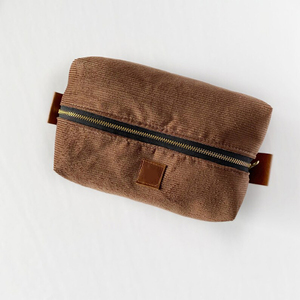 Pochette de maquillage carrée en velours côtelé marron chocolat avec <span class=keywords><strong>logo</strong></span> personnalisé - Product Image 3