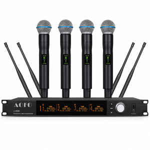 AOFO J-2800 4-Channel UHF Wireless Microphone True Diversity 640-690MHz Bluetooth USB 50Hz-18KHz AA Battery Powered for Stage - Product Image 1