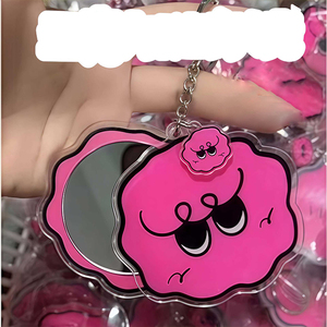 Custom Print Logo Handheld Mini Acrylic Mirror Keychain with Hanger for Wedding
