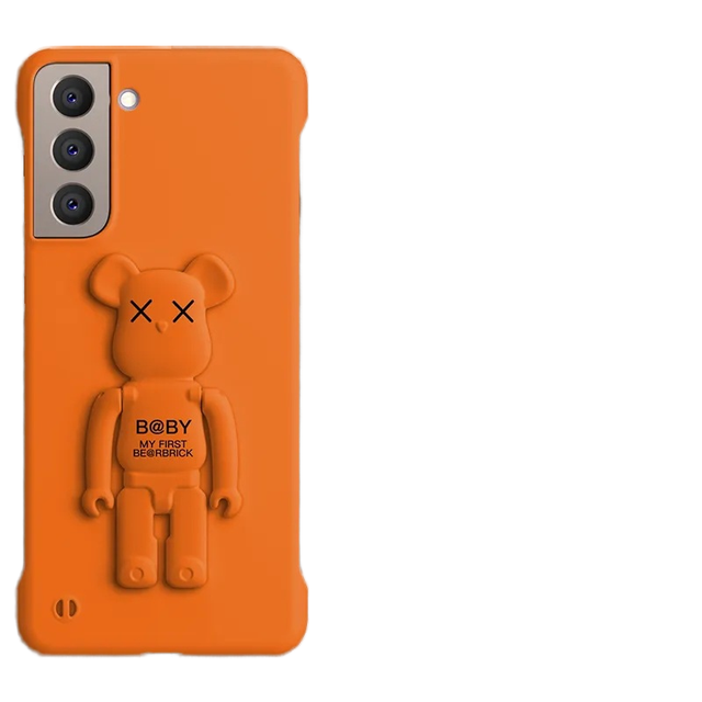 For Samsung S24 S23 S22 Mobile Phone case Borderless Violent Bear Bracket Frosted Solid Color Drop-resistant Protective Cover