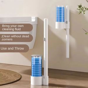 Disposable Plastic Toilet <b>Brush</b> with Wall-Mounted Set Household No Dead Angle Replacement Head <b>for</b> Toilet <b>Cleaning</b> - Product Image 6