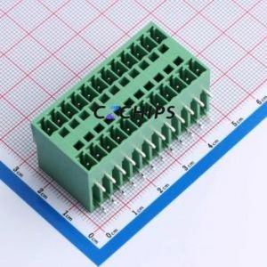 ZX-DGRH-3.81-12P Plug-in Terminal Block Bent Lead Through Hole,P=3.81mm Board-to-Board / Socket - Closed 2x12P 3.81mm Green - Product Image 1